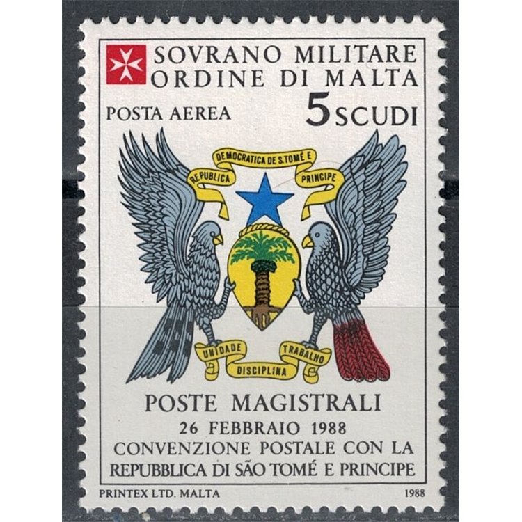SMOM 1988 Convenzione postale con Sao Tomé MNH**