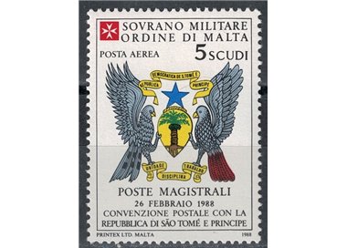 SMOM 1988 Postal Agreement with Sao Tomé MNH**