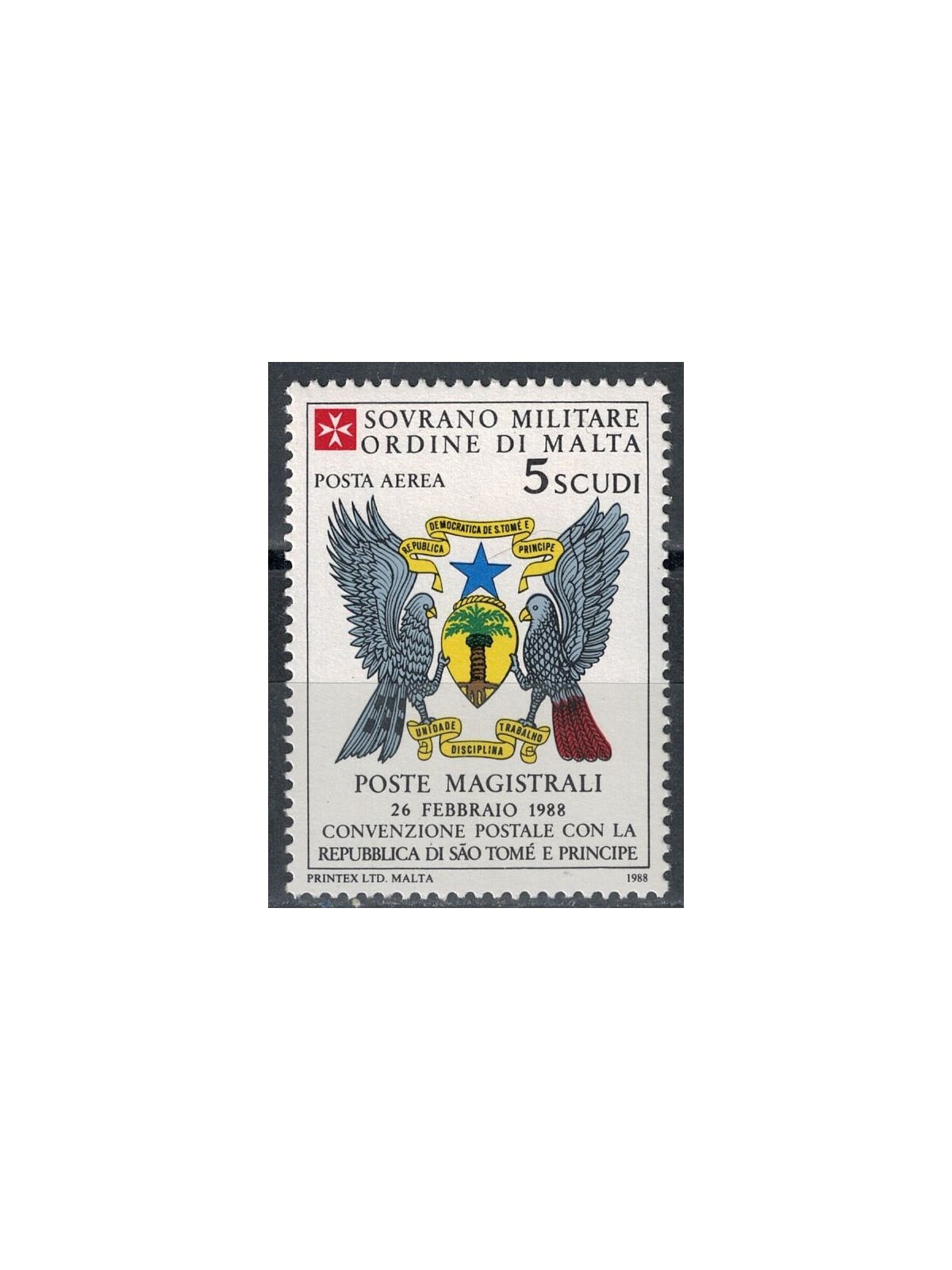 SMOM 1988 Convenzione postale con Sao Tomé MNH**