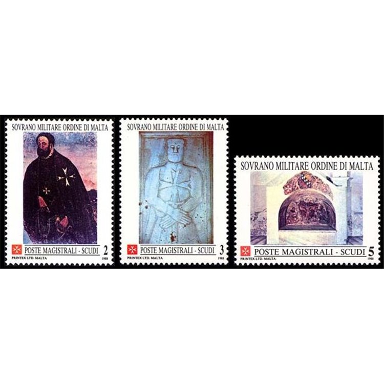 SMOM 1988 Vestigia Storico Artistiche, 2ª serie 3v MNH**