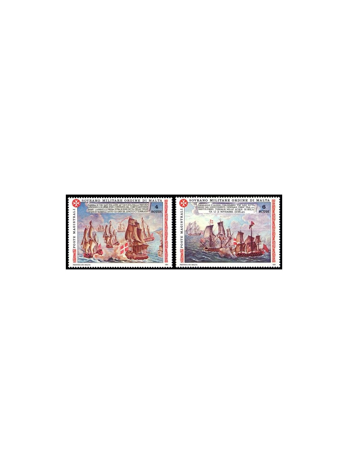SMOM 1989 Antiche Battaglie Navali (2ª serie) 2v MNH**