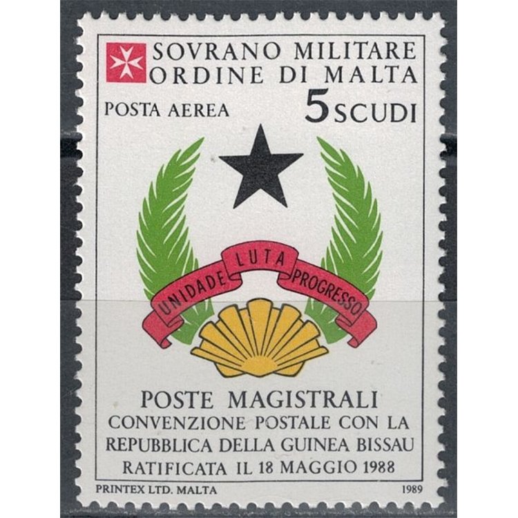 SMOM 1989 Postal Agreement with Guinea Bissau MNH**