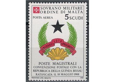 SMOM 1989 Postal Agreement with Guinea Bissau MNH**
