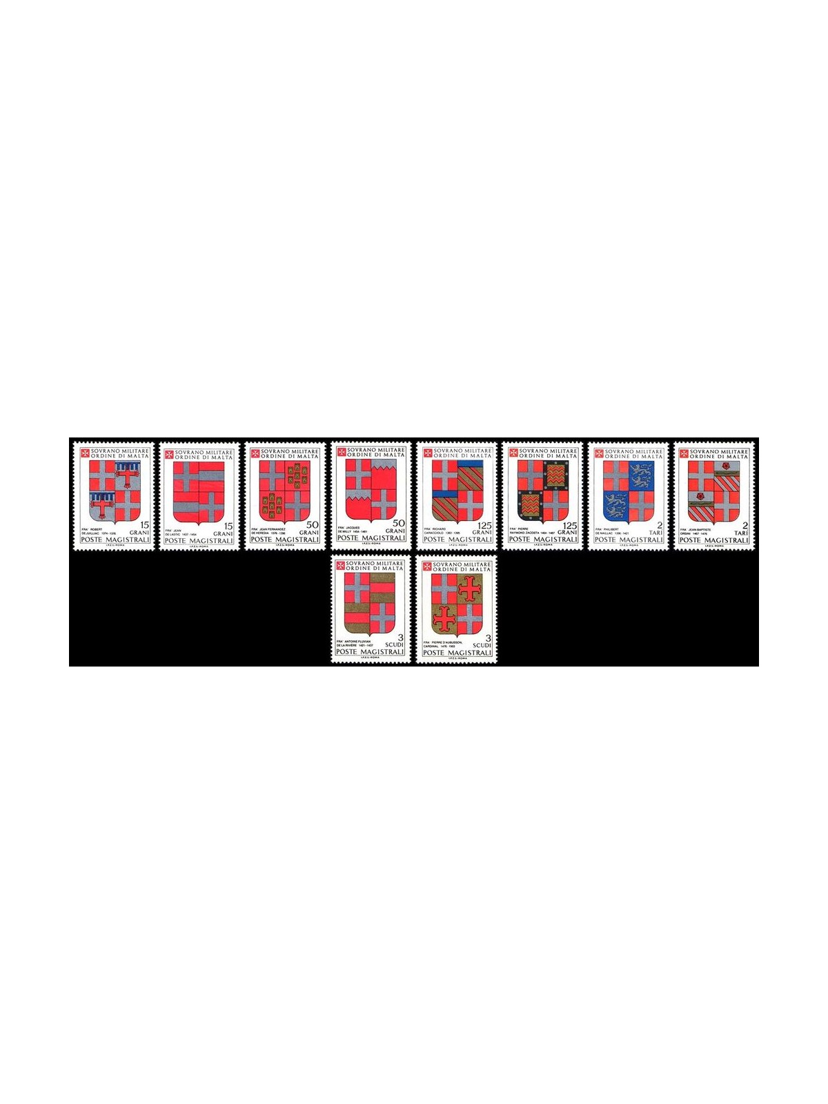 SMOM 1989 Coats of Arms of the Grand Masters 7th series 10v MNH**