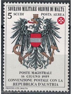 SMOM 1989 Postal Agreement with Austria MNH**