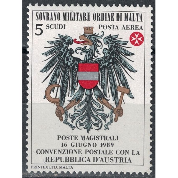 SMOM 1989 Postal Agreement with Austria MNH**