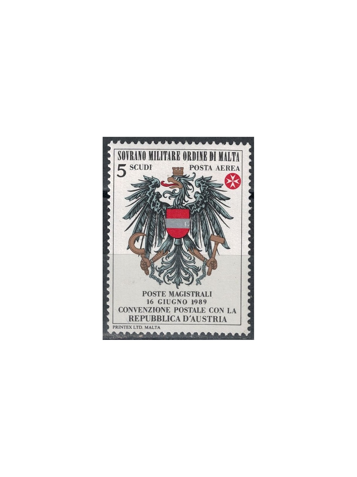 SMOM 1989 Postal Agreement with Austria MNH**