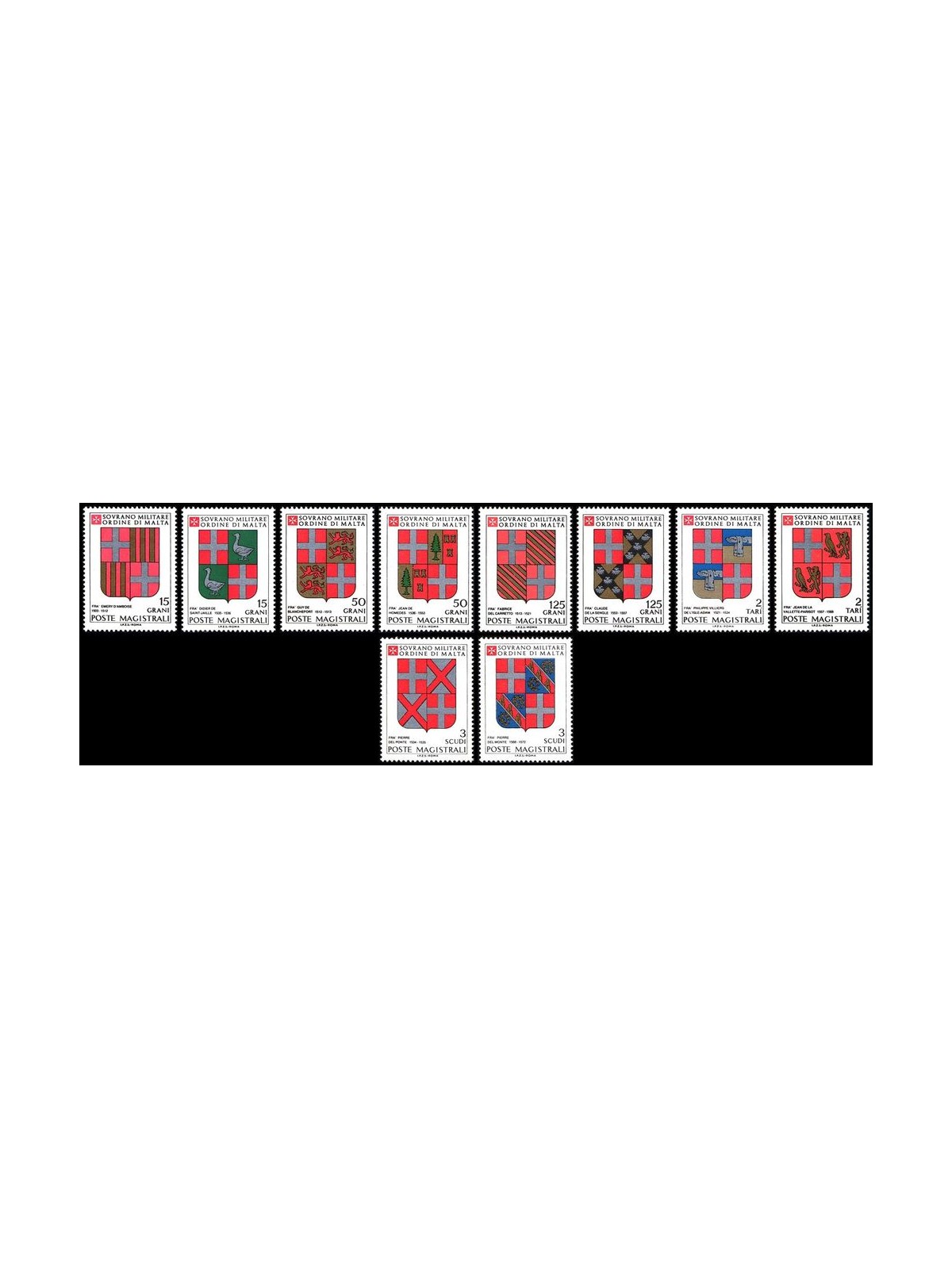 SMOM 1990 Stemmi dei Grandi Maestri 8ª serie 10v MNH**