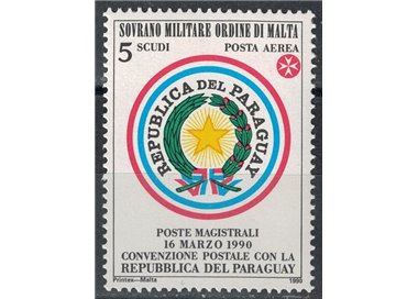 SMOM 1990 Postal Agreement with Paraguay MNH**