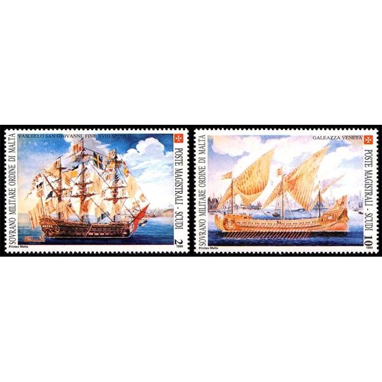 SMOM 1990 Ancient ships, 2nd series 2v MNH**