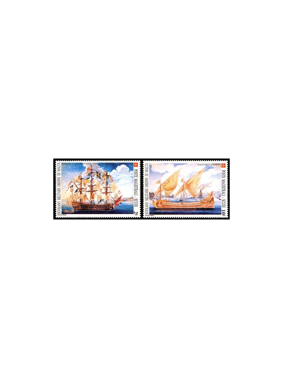 SMOM 1990 Ancient ships, 2nd series 2v MNH**