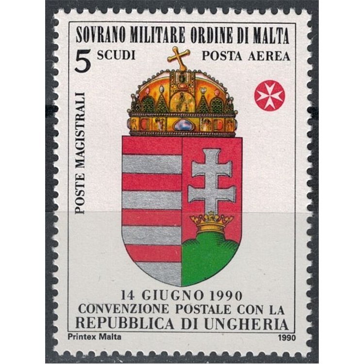 SMOM 1990 Postal Agreement with Hungary MNH**
