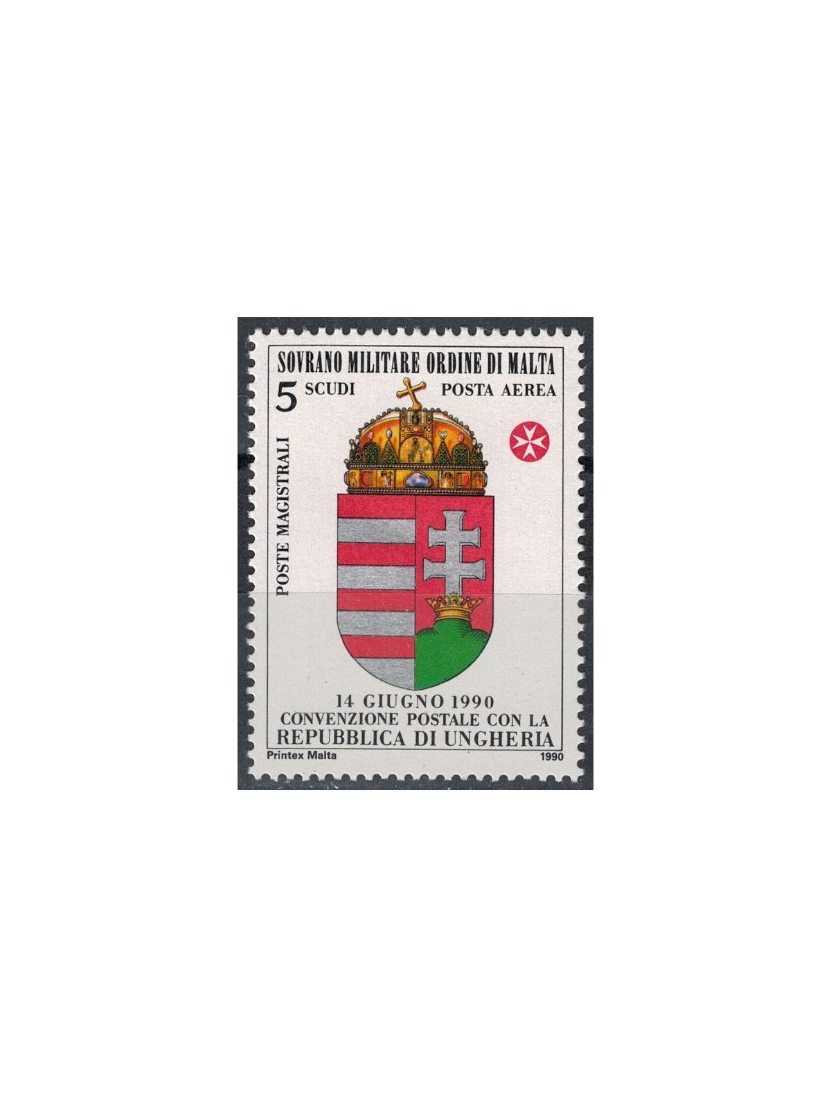 SMOM 1990 Postal Agreement with Hungary MNH**