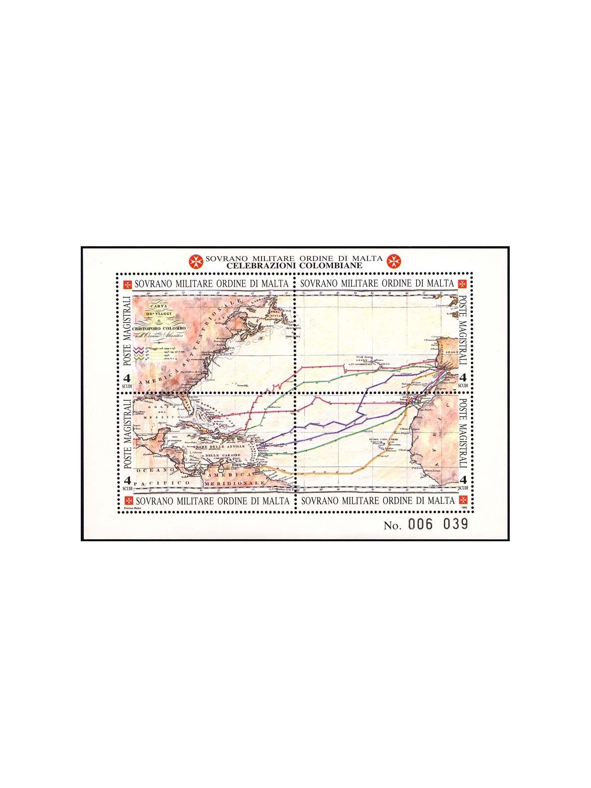 SMOM 1992 Celebrazioni Colombiane BF MNH**