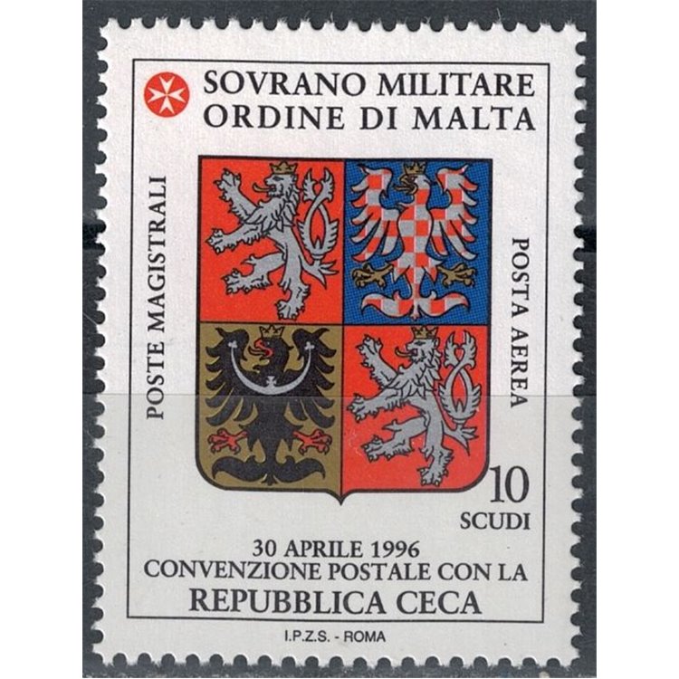 SMOM 1996 Postal Agreement with Czech Republic MNH**