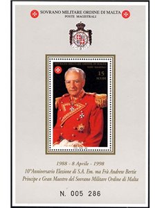 SMOM 1998 Andrew Bertie s/s MNH**