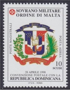 SMOM 1999 Postal Agreement with Dominican Republic MNH**