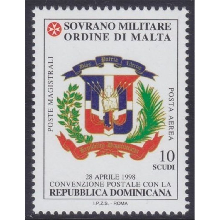 SMOM 1999 Postal Agreement with Dominican Republic MNH**