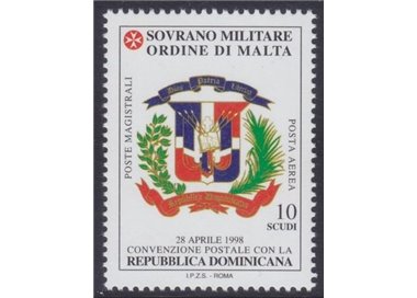 SMOM 1999 Postal Agreement with Dominican Republic MNH**
