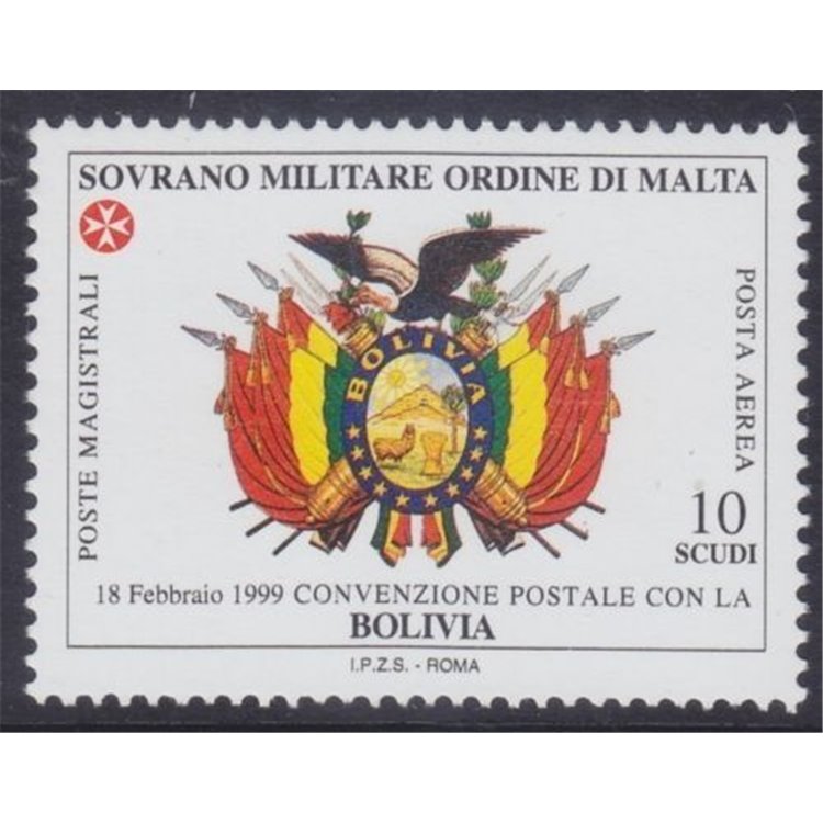 SMOM 1999 Convenzione postale con Bolivia MNH**