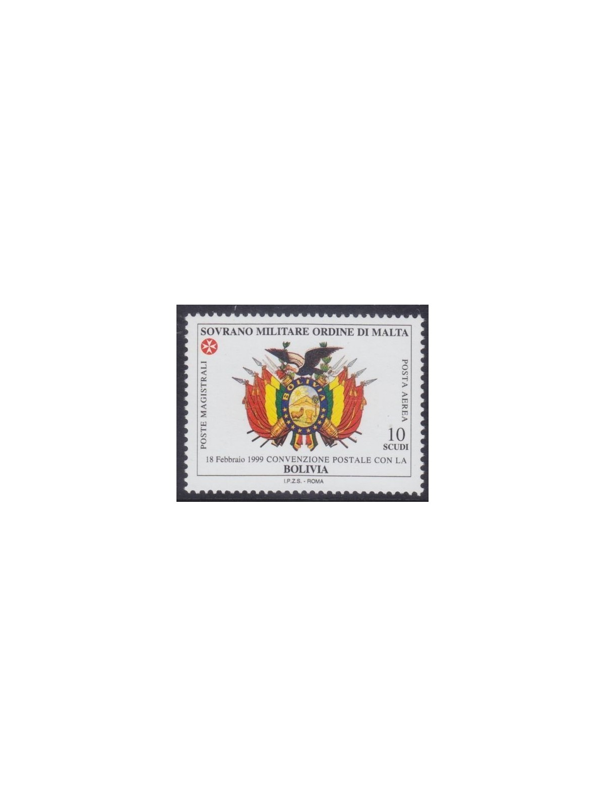 SMOM 1999 Postal Agreement with Bolivia MNH**