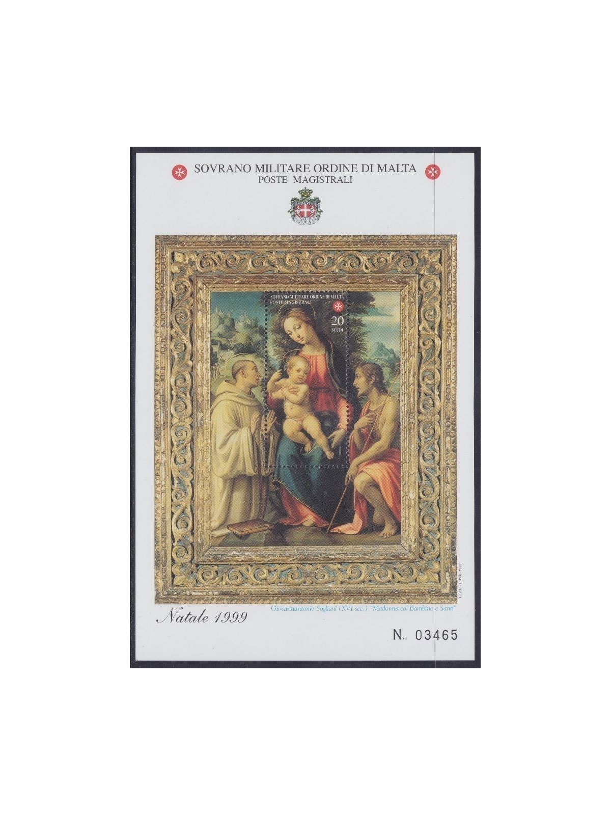 SMOM 1999 Christmas s/s MNH**