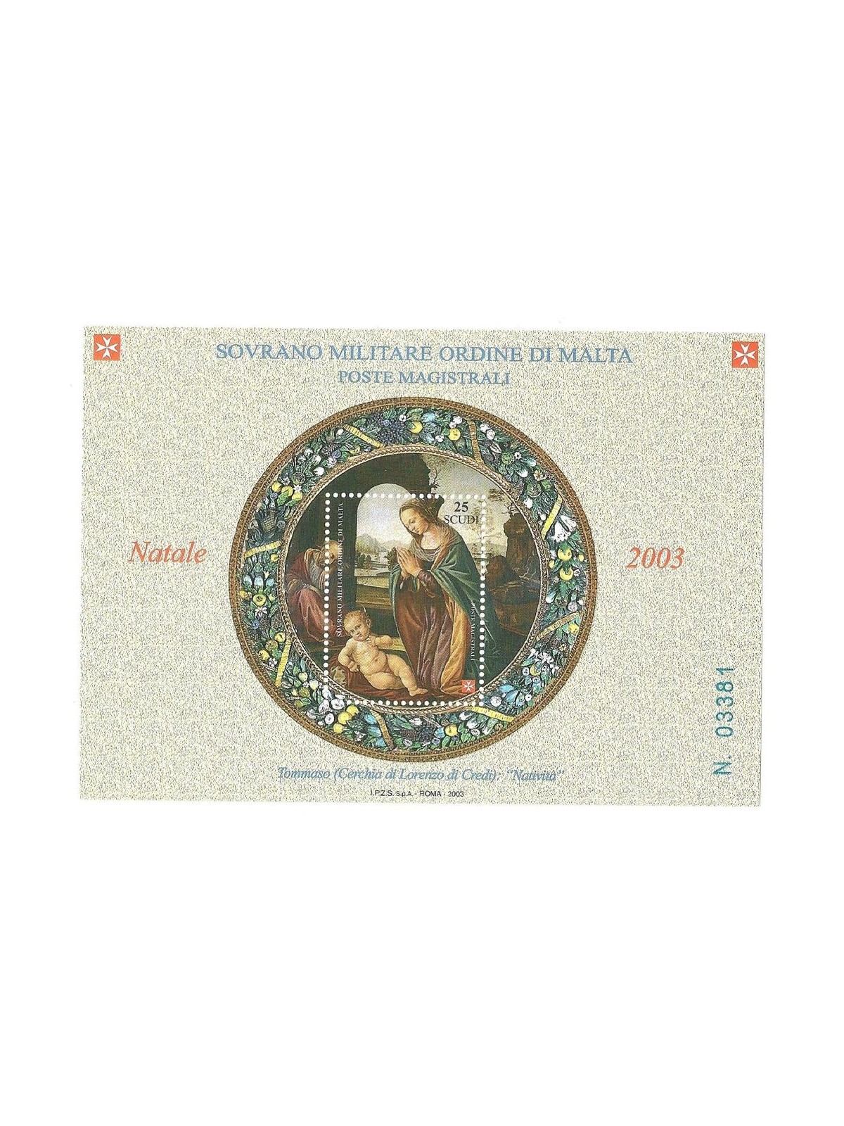 SMOM 2003 Christmas s/s MNH**