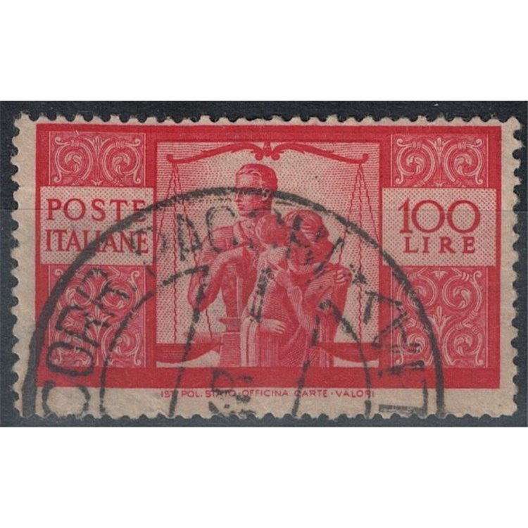 ITALY 1946 Democratic 100£ dent. 14x13¼ us