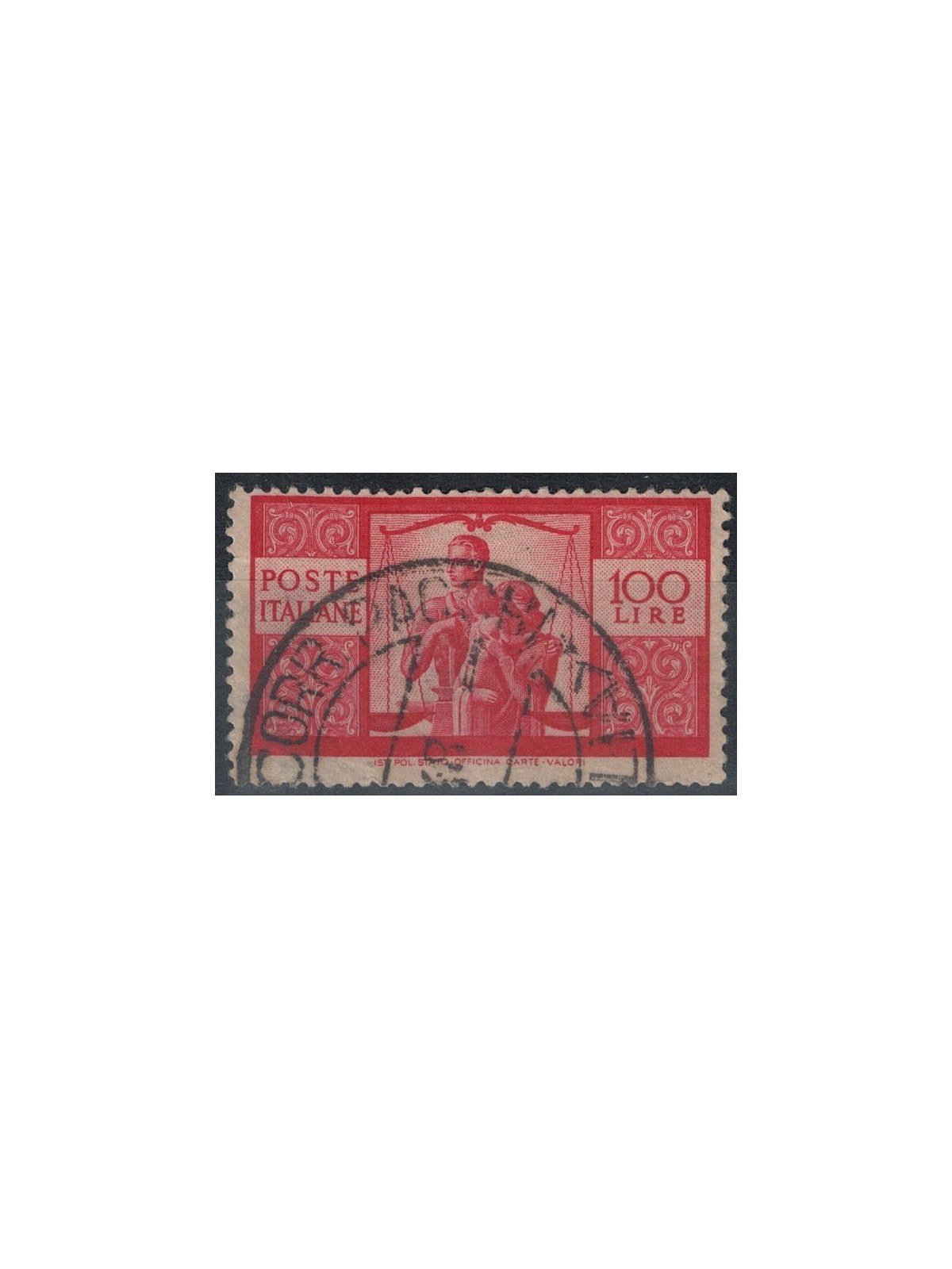 ITALIA 1946 Democratica 100£ dent. 14x13¼ us