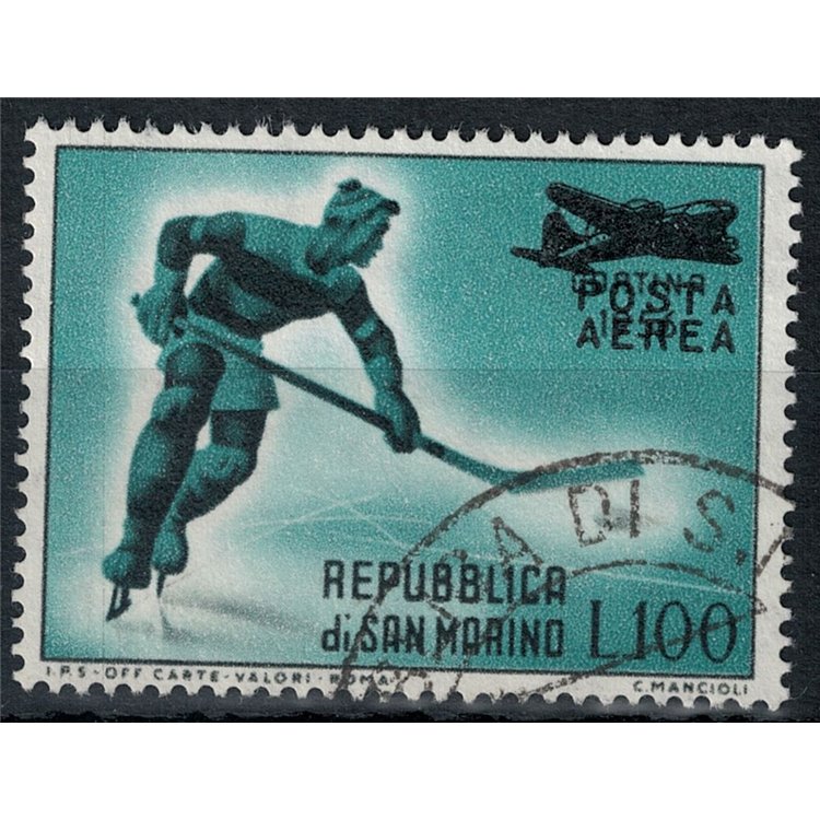 SAN MARINO 1956 Cortina overprinted (airmail) us
