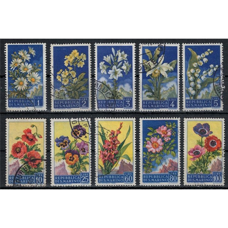 SAN MARINO 1957 Flowers, 2nd issue 10v us