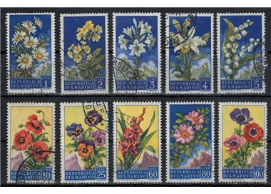 SAN MARINO 1957 Flowers, 2nd issue 10v us