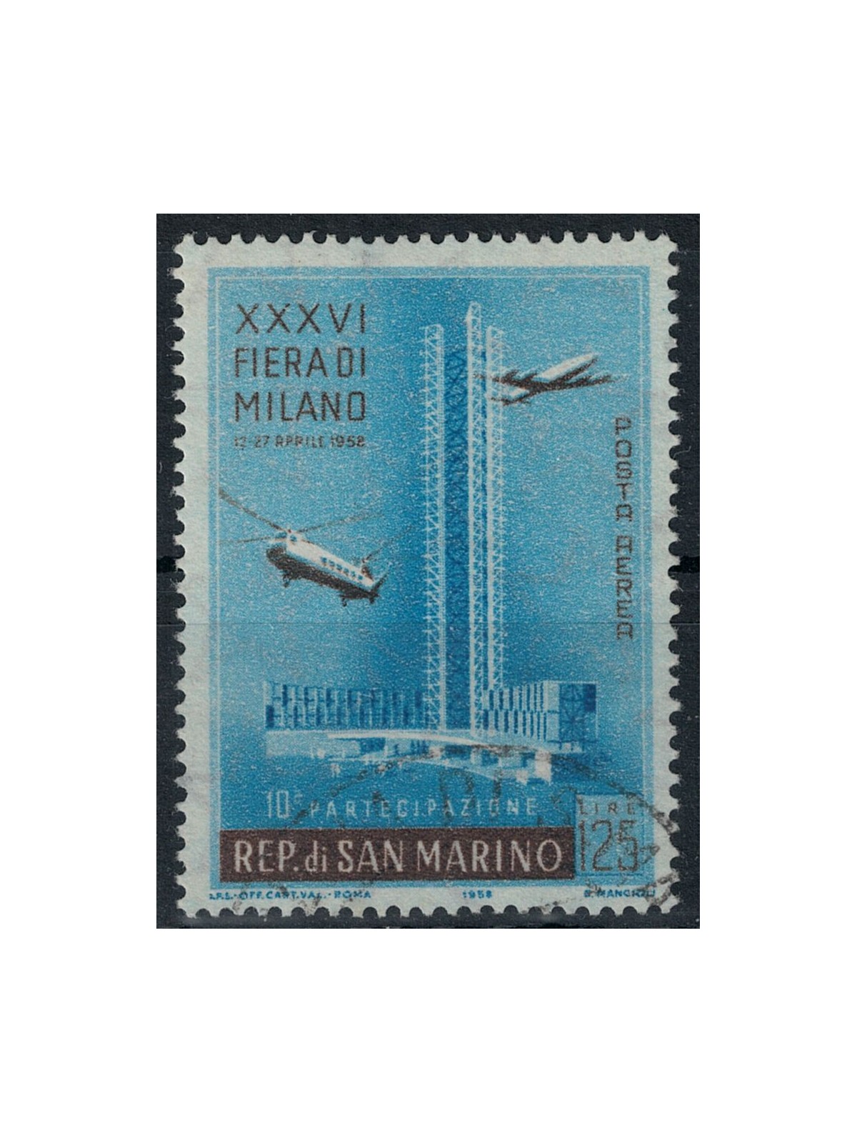 SAN MARINO 1958 Milan Fair (airmail) us