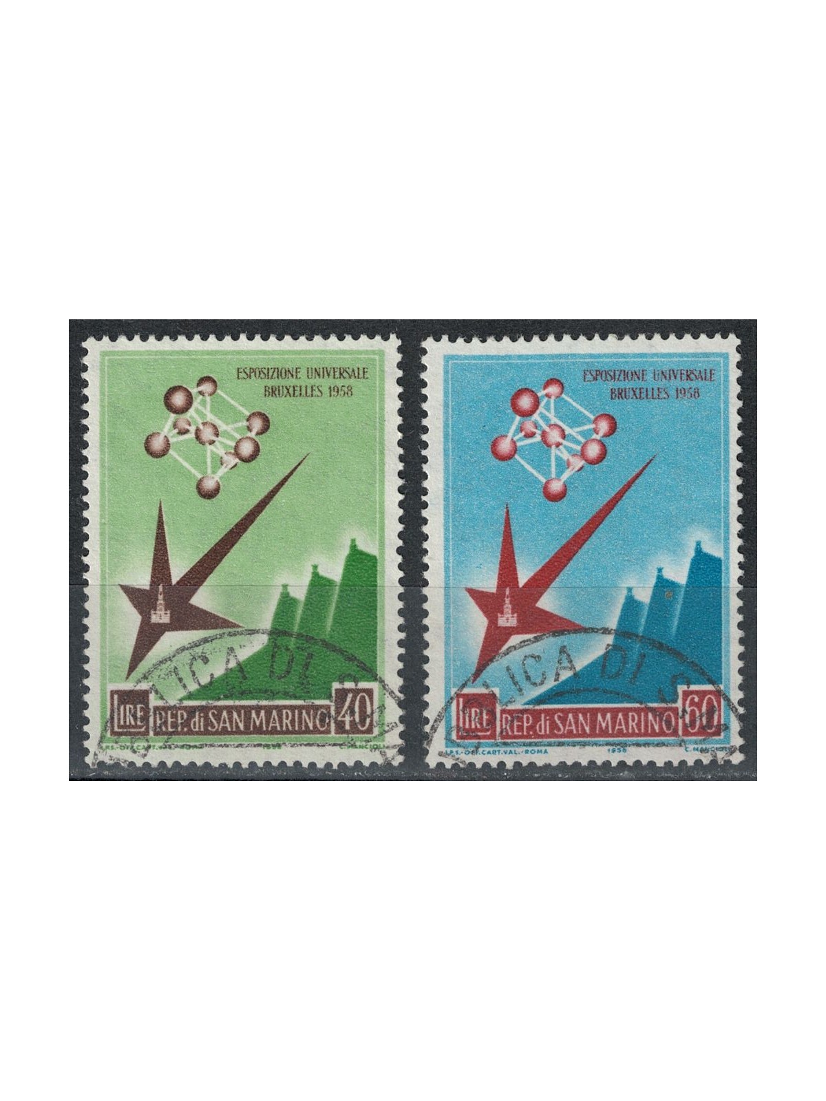 SAN MARINO 1958 Esposizione di Bruxelles 2v us