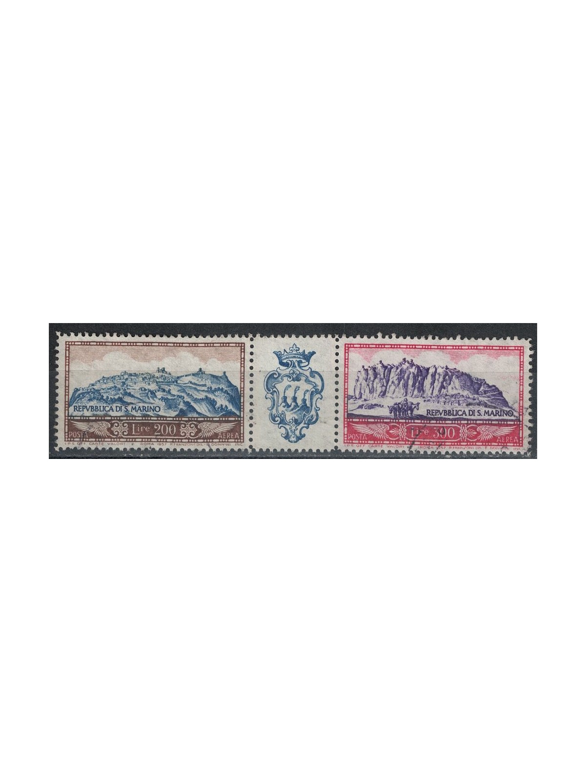 SAN MARINO 1958 Monte Titano (airmail) 2v us