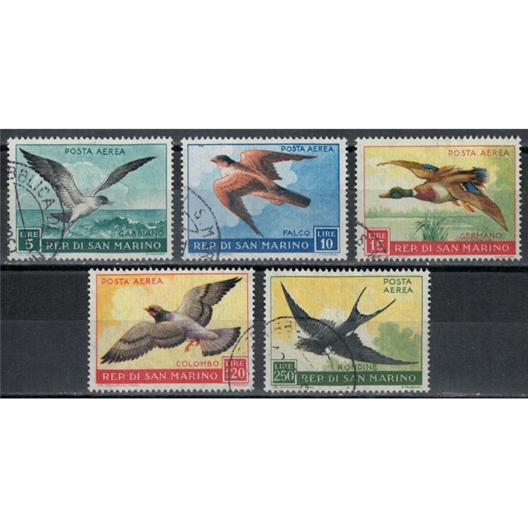 SAN MARINO 1959 Birdlife (airmail) 5v us
