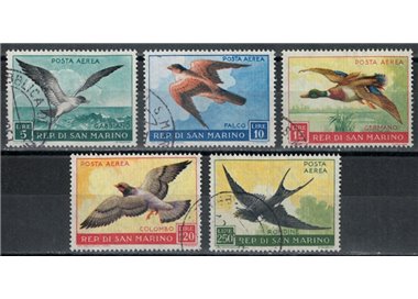 SAN MARINO 1959 Fauna avicola (posta aerea) 5v us