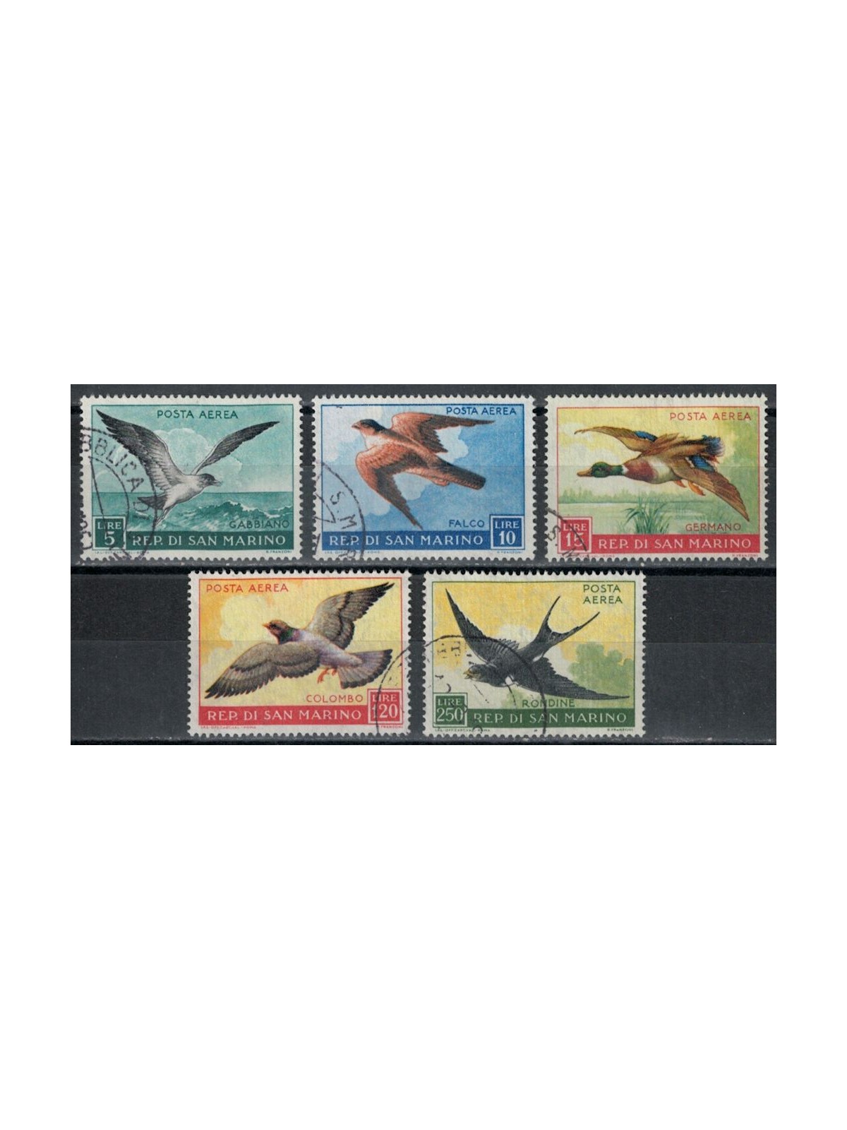 SAN MARINO 1959 Birdlife (airmail) 5v us