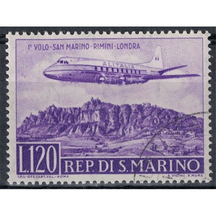 SAN MARINO 1959 Flight San Marino - Rimini - London us
