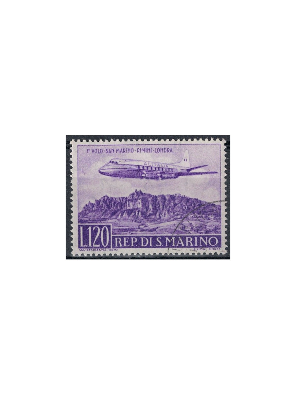SAN MARINO 1959 Flight San Marino - Rimini - London us