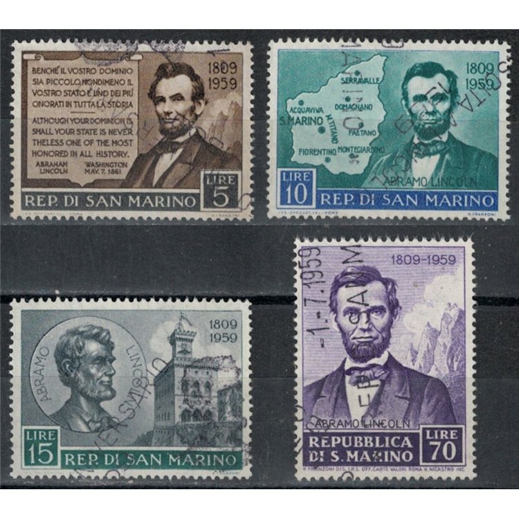 SAN MARINO 1959 Abraham Lincoln 4v us