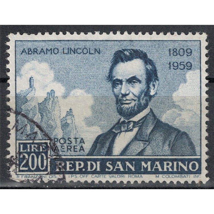 SAN MARINO 1959 Abraham Lincoln (airmail) us