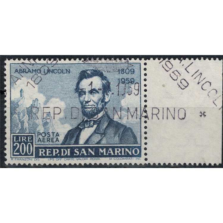 SAN MARINO 1959 Abramo Lincoln (posta aerea) us