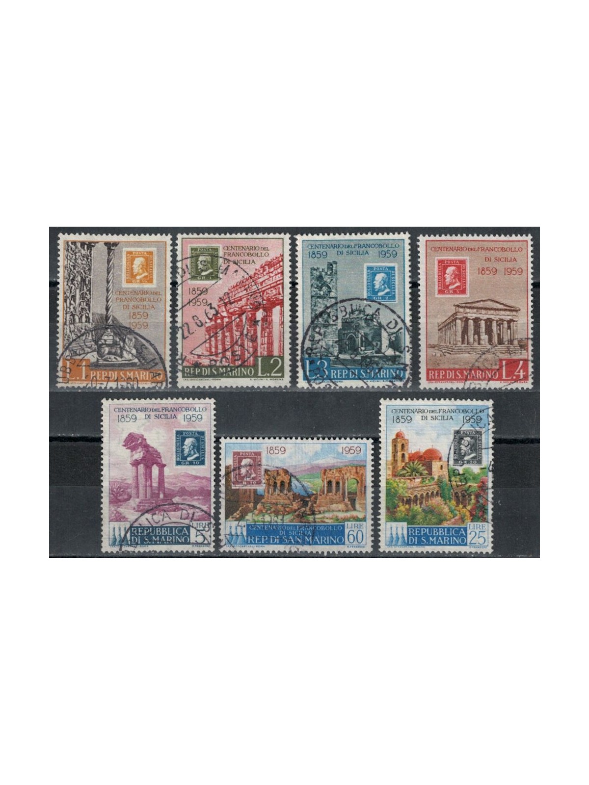 SAN MARINO 1959 Stamps of Sicily 7v us