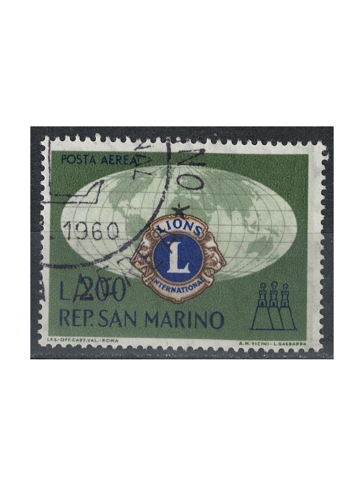 SAN MARINO 1960 Lions Club (airmail) us