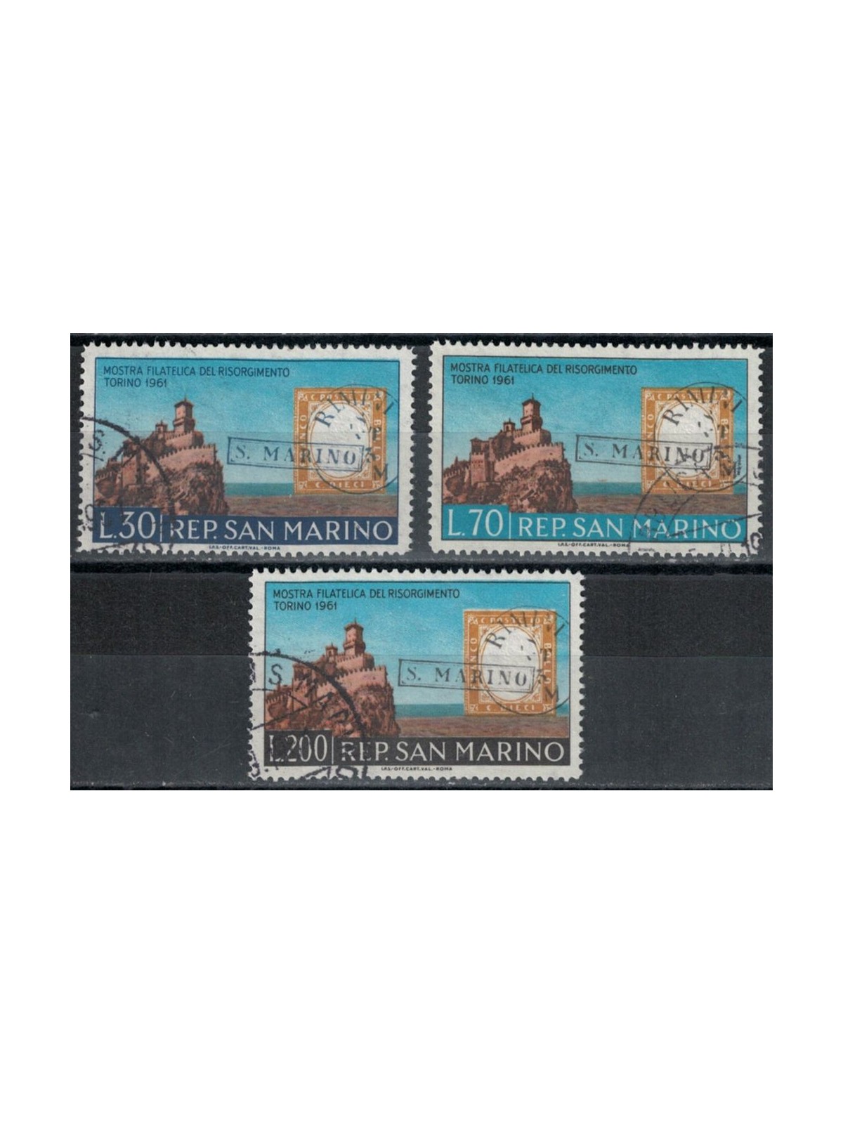 SAN MARINO 1961 Mostra filatelica del risorgimento 3v us