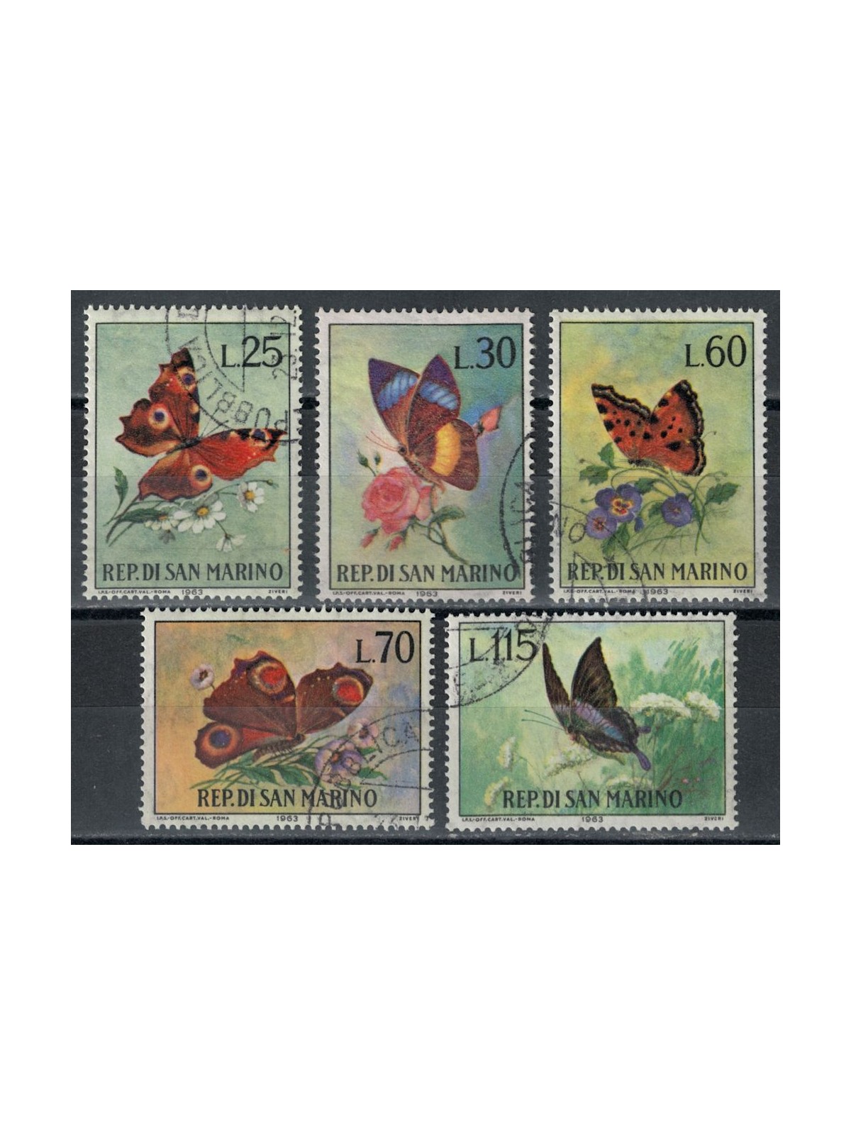 SAN MARINO 1963 Butterflies 5v us