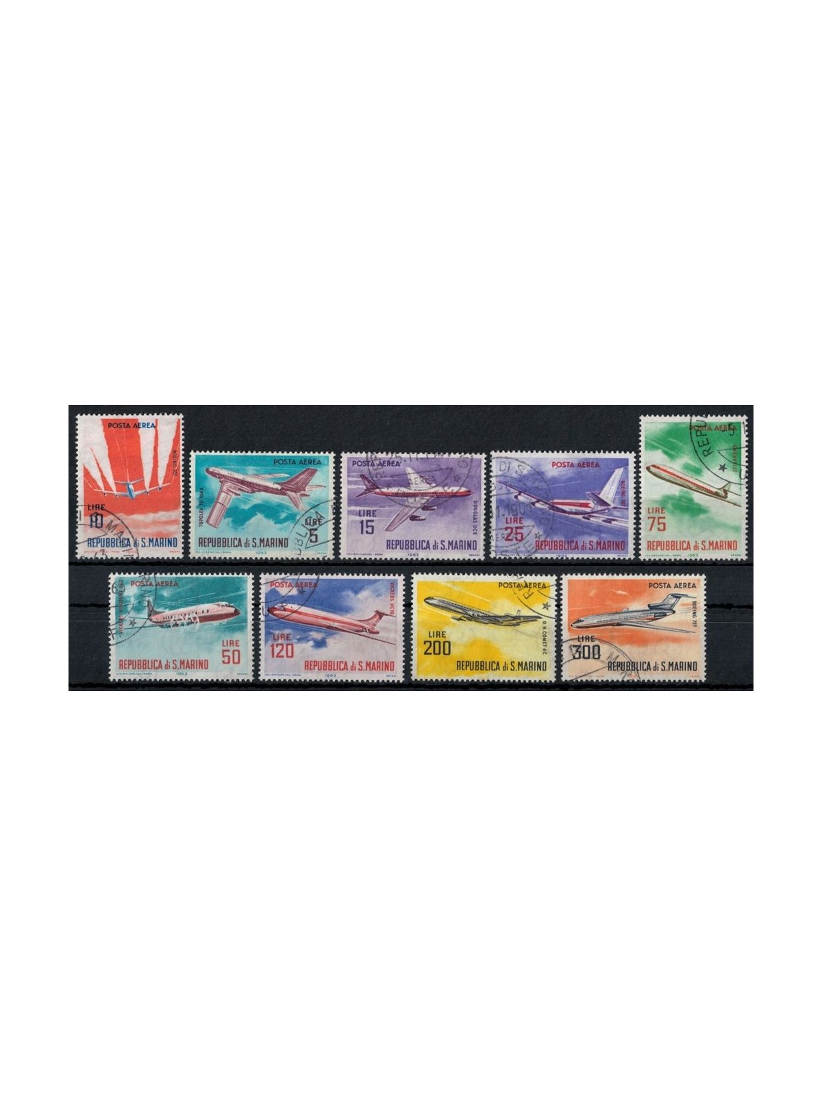 SAN MARINO 1963 Modern Aircraft (Airmail) 9v US