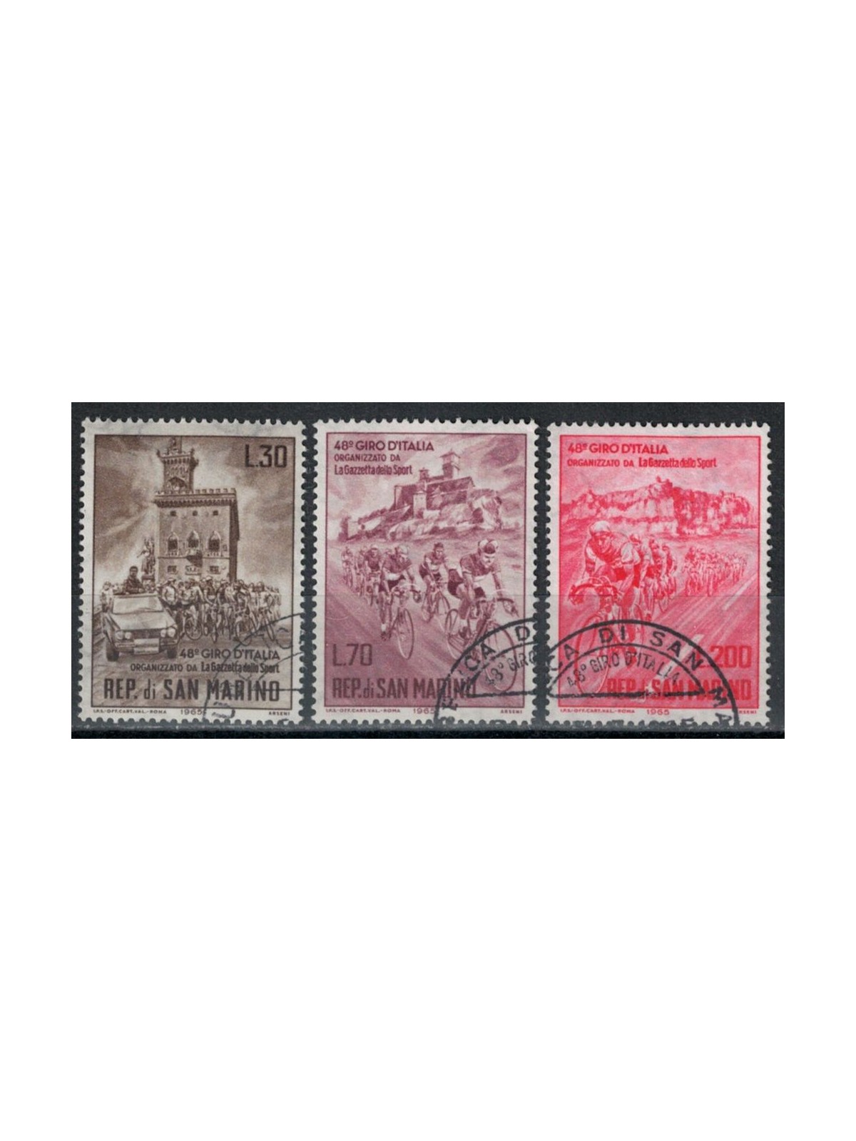 SAN MARINO 1965 Cycling, Giro d'Italia 3v us