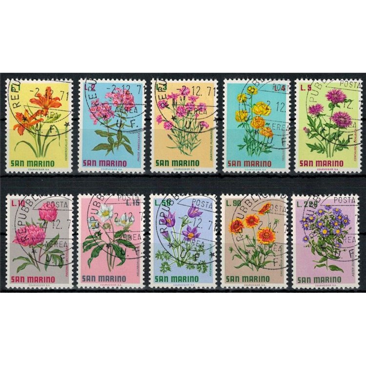SAN MARINO 1971 Fiori, 4ª emissione 10v us